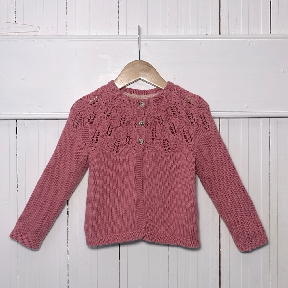 MINI BODEN EUC Girls Pink Knit Button Cardigan Sweater